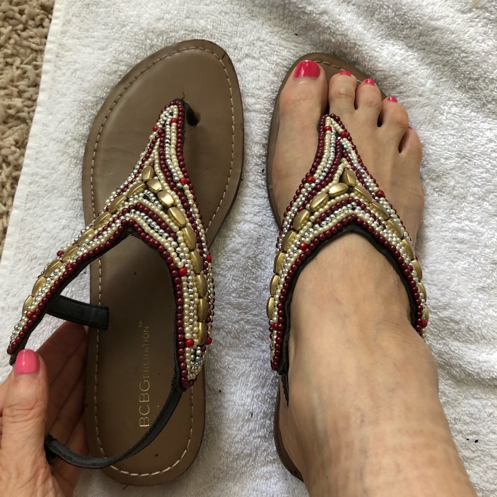 5 for $25–BCBG GENERATION BEADED SANDALS